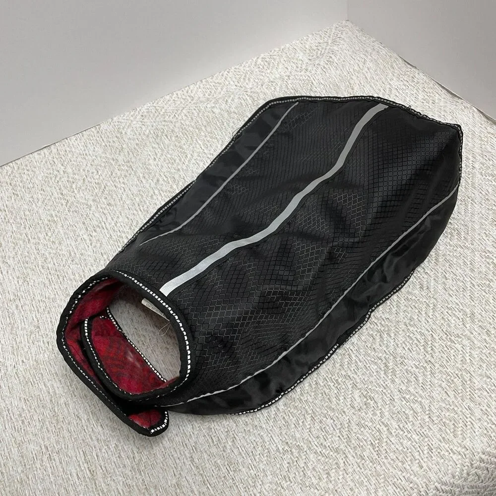 Top Paw Dog M Black Reflective Coat with Red Plaid Lining Waterproof